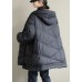 Black zippered Button Loose Winter Duck Down Jackets