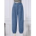 Women Corduroy Loose Solid Color Side Pockets Zipper Buttons Maxi Length Pants