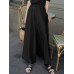 Women Solid Color Loose Casual Elastic Waist Wide Leg Pants With Pocket