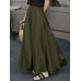 Women Solid Color Loose Casual Elastic Waist Wide Leg Pants With Pocket