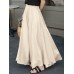 Women Solid Color Loose Casual Elastic Waist Wide Leg Pants With Pocket