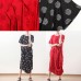 boutique red dotted natural linen dress oversized draping traveling clothing casual o neck maxi dresses