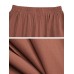 Women Solid Color Elastic Waist Loose Casual Wide Leg Pants With Pockets