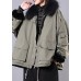 2019 army green casual outfit oversize snow jackets pockets faux fur collar winter coats