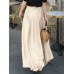 Women Solid Color Loose Casual Elastic Waist Wide Leg Pants With Pocket