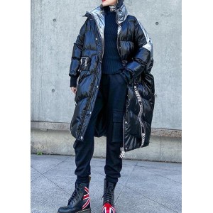 2019 plus size down jacket high neck winter coats black patchwork women parka