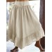 Women Solid Color Back Knotted Side Button Loose Flare Pants With Pocket