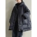 Black zippered Button Loose Winter Duck Down Jackets