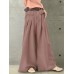 Women Solid Color Button Casual Loose Wide Leg Pants With Pocket