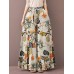 Women Vintage Floral Plant Print Drawstring Wide Leg Pants With Pocket