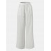 Women Solid Color Relaxed Fit Plain Drawstring Flare Leg Pants