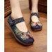 Red Cotton Embroideried Fabric Flat Shoes For Women Splicing Flats