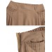 Women Solid Color Elastic Waist Pleats Wide Leg Pants With Pocket